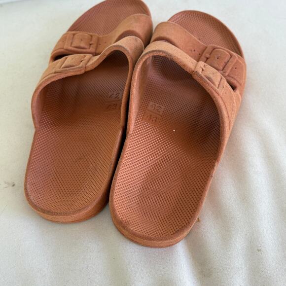 Freedom Moses Sandals 42 43 12 Tan Velveteen Rust Boho Comfort Western Travel - Picture 5 of 7